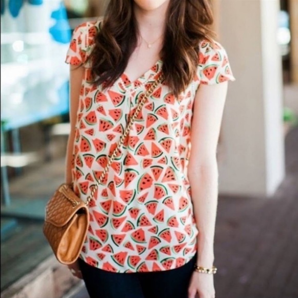 Anthropologie Maeve Watermelon Top - Picture 2 of 15